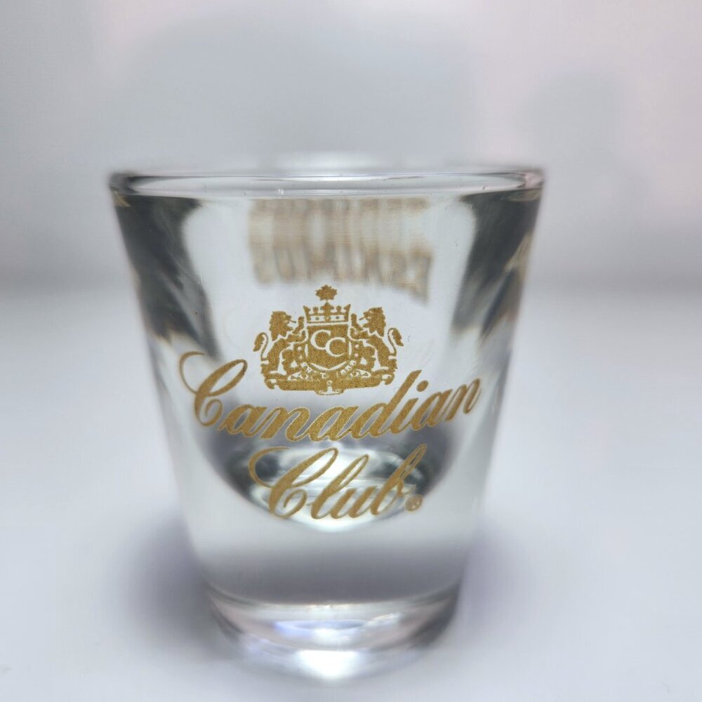 Edmonton Eskimos Shot Glass Canadian Club Whisky Heavy Libbey Glass Company